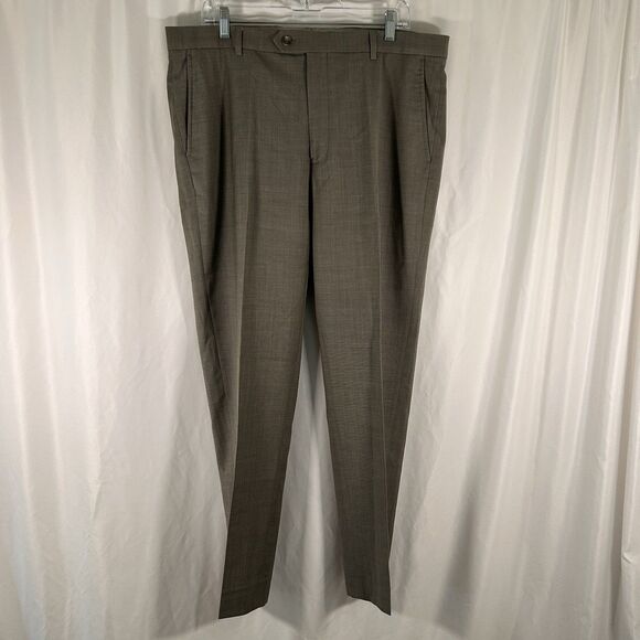 Jos A Bank Wool Blend Dress Pants Mens 38 R Grey Travel Tech Slim Fit Flat Front - Picture 1 of 9